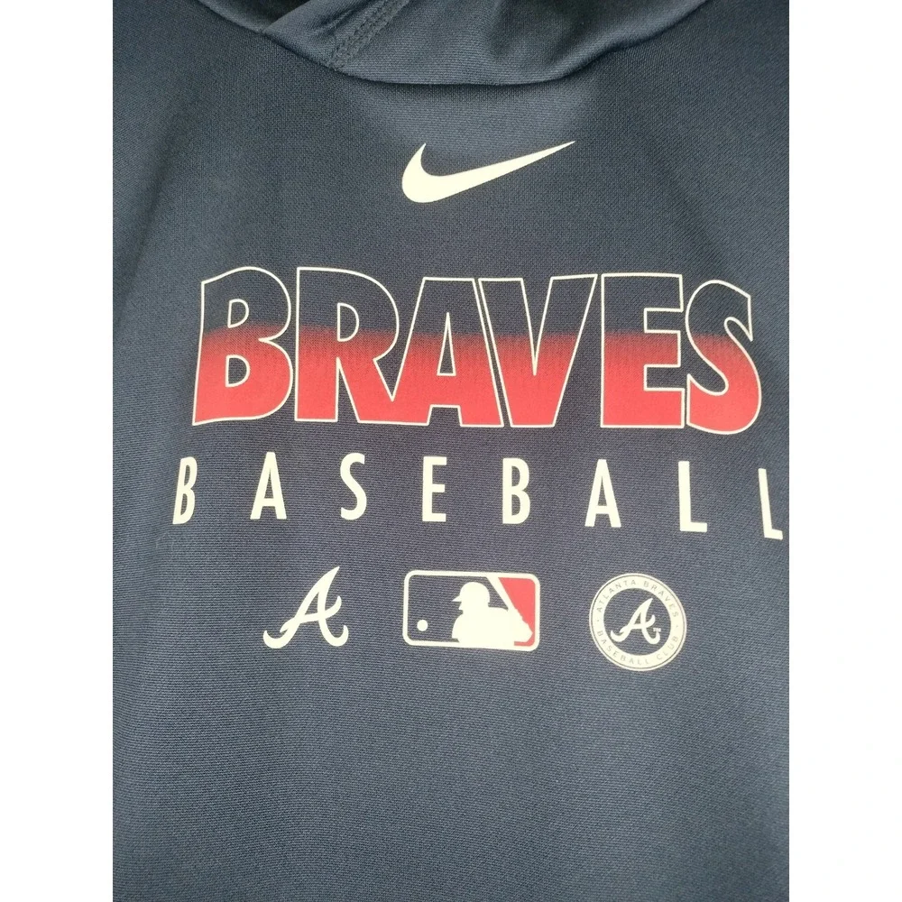 Nike MLB Atlanta Braves Authentic Collection Baseball Hoodie Navy Blue Men's L